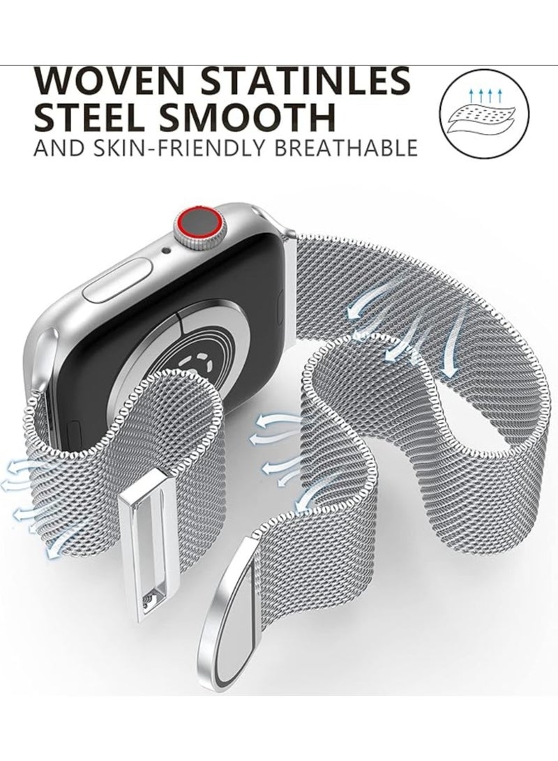 BEILINGDUN Compatible with Apple Watch Strap 49mm 46mm 45mm 44mm 42mm 41mm 40mm 38mm Women Men, Milanese Loop Apple Watch Band Ultra 3/2/1 SE3/2/1 iwatch Series 11 10 9 8 7 6 5 4 3 2 1 - Image 3